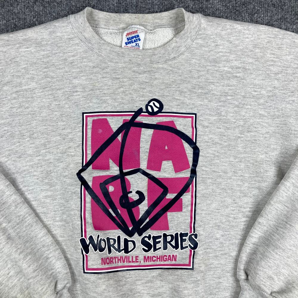 Jerzees Sweatshirt Mens Size XL Gray NABF World Series USA Pullover Graphic